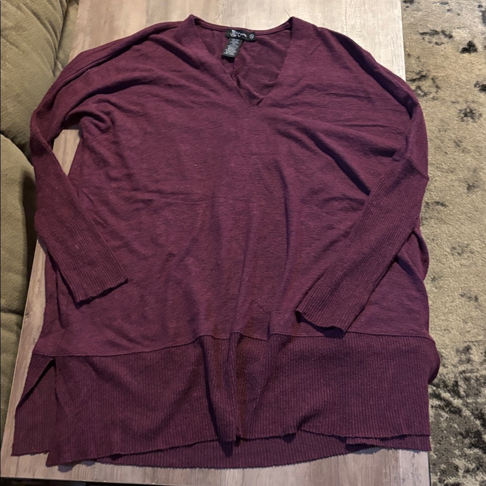 Burgundy V-Neck Sweater